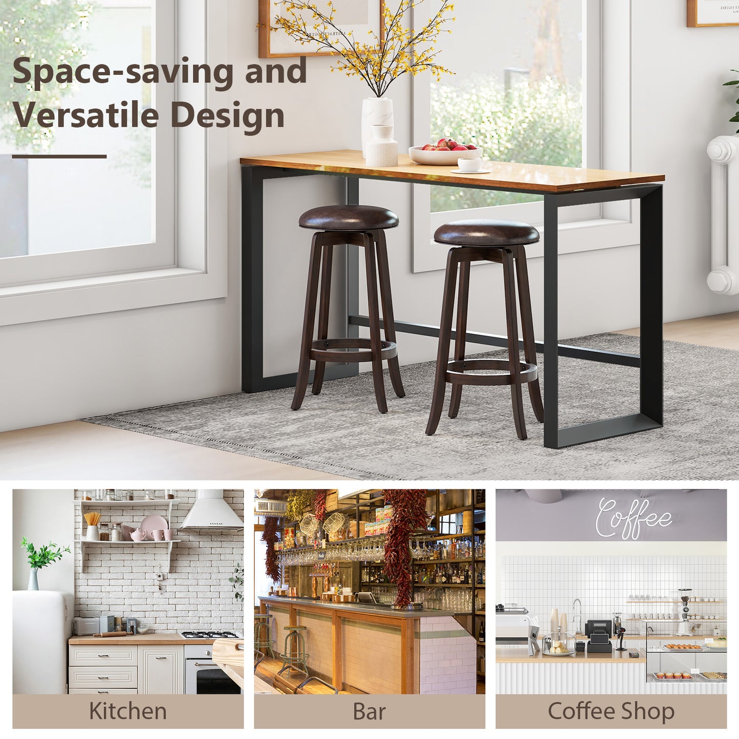 Set of 2 24/29 Inch Upholstered PU Leather Bar Stool with 360° Swivel Round Seat-29 inches Bar Stools at Gallery Canada