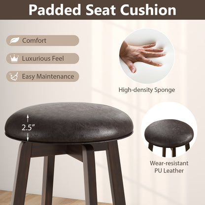 Set of 2 24/29 Inch Upholstered PU Leather Bar Stool with 360° Swivel Round Seat-24 Inch Bar Stools at Gallery Canada