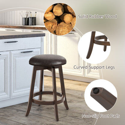 Set of 2 24/29 Inch Upholstered PU Leather Bar Stool with 360° Swivel Round Seat-24 Inch Bar Stools at Gallery Canada