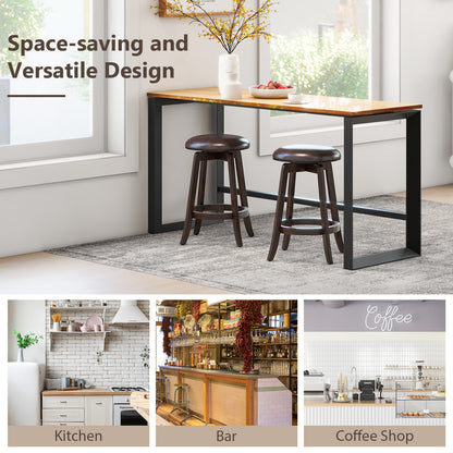 Set of 2 24/29 Inch Upholstered PU Leather Bar Stool with 360° Swivel Round Seat-24 Inch Bar Stools at Gallery Canada