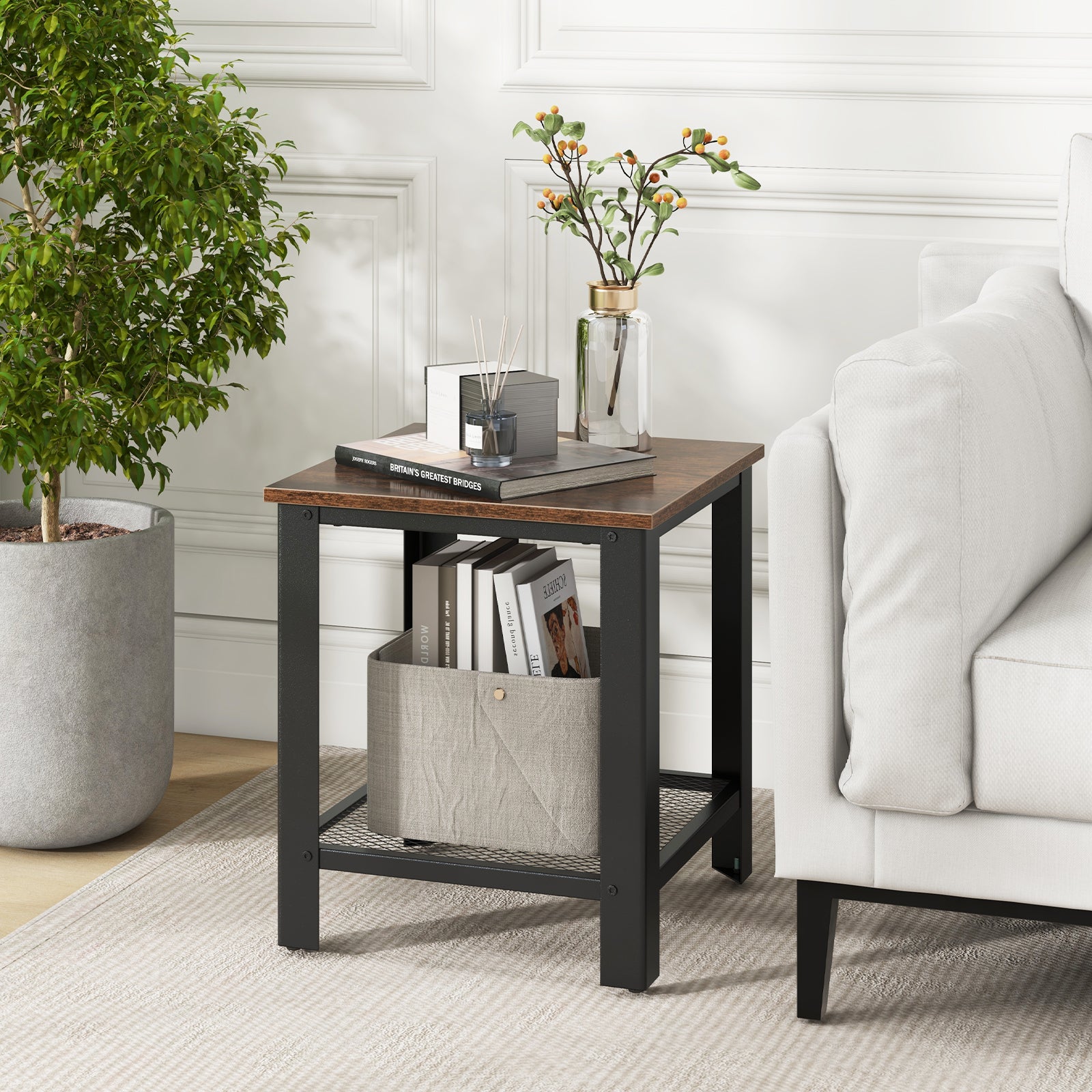 Industrial End Table 2-Tier Side Table, Black End & Side Tables at Gallery Canada