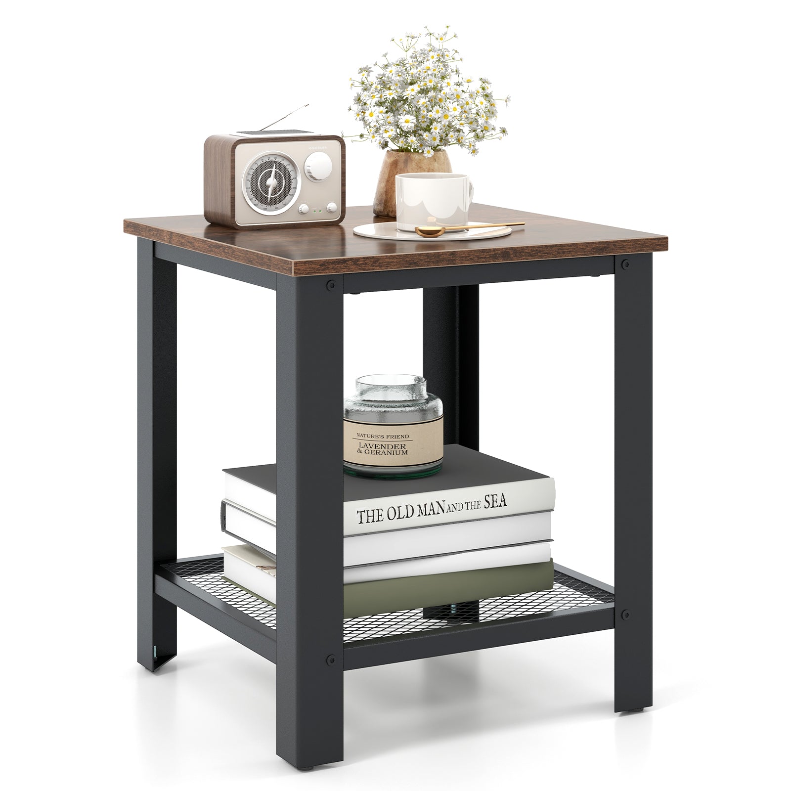 Industrial End Table 2-Tier Side Table, Black End & Side Tables at Gallery Canada