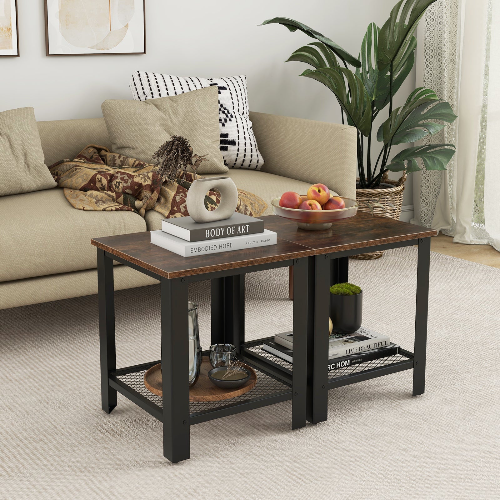 Industrial End Table 2-Tier Side Table, Black End & Side Tables at Gallery Canada