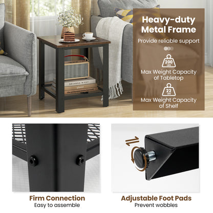 Industrial End Table 2-Tier Side Table, Black End & Side Tables at Gallery Canada