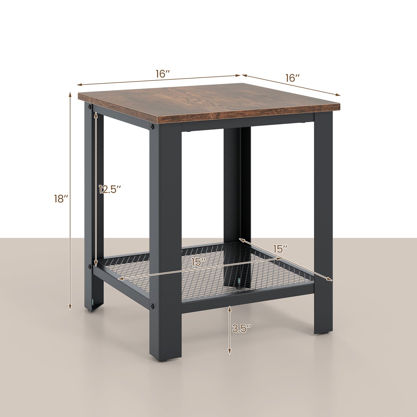 Industrial End Table 2-Tier Side Table, Black End & Side Tables at Gallery Canada