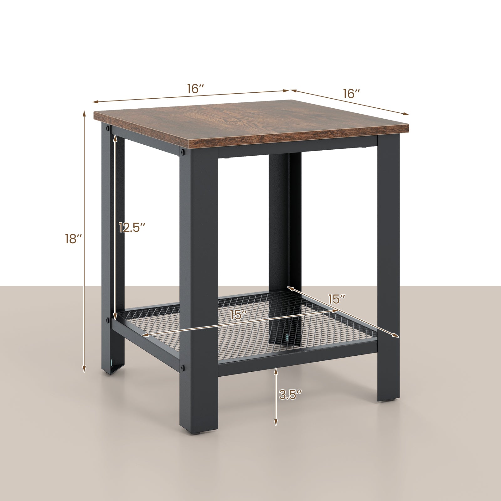 Industrial End Table 2-Tier Side Table, Black End & Side Tables at Gallery Canada