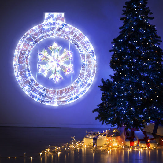 33 Inch Lighted Snowflake Wreath, Hanging Ring, Support Bracket Christmas Options at Gallery Canada