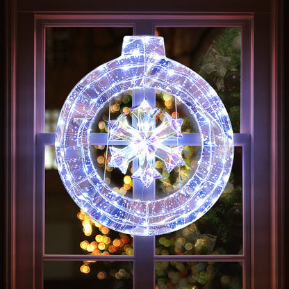 33 Inch Lighted Snowflake Wreath, Hanging Ring, Support Bracket Christmas at Gallery Canada