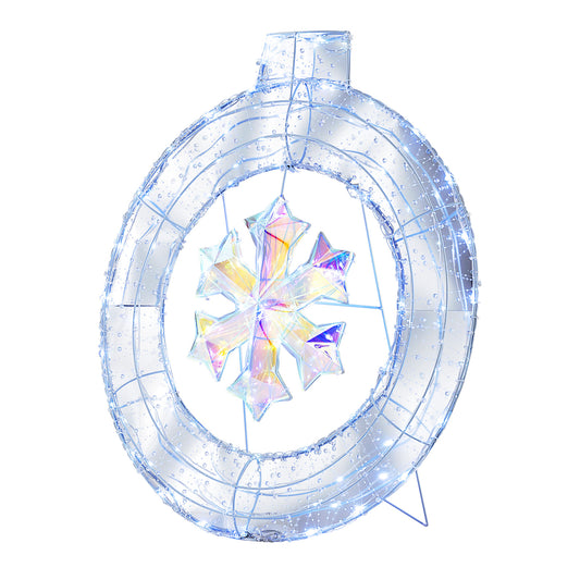 33 Inch Lighted Snowflake Wreath, Hanging Ring, Support Bracket Christmas Options at Gallery Canada