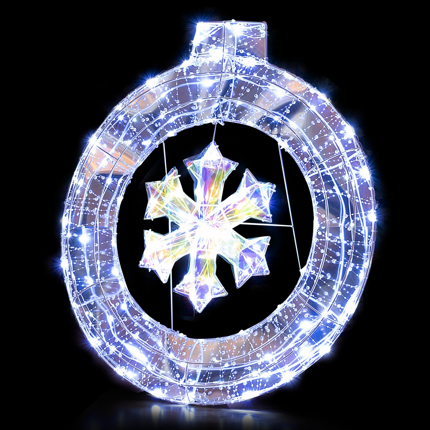33 Inch Lighted Snowflake Wreath, Hanging Ring, Support Bracket Christmas at Gallery Canada