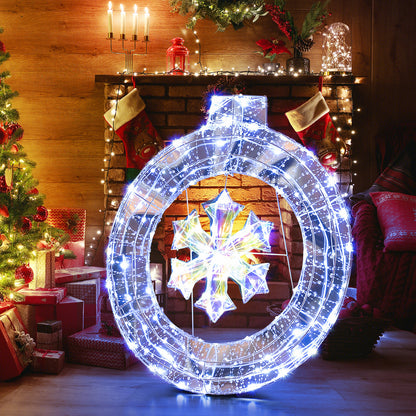 33 Inch Lighted Snowflake Wreath, Hanging Ring, Support Bracket Christmas at Gallery Canada