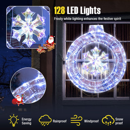 33 Inch Lighted Snowflake Wreath, Hanging Ring, Support Bracket Christmas at Gallery Canada