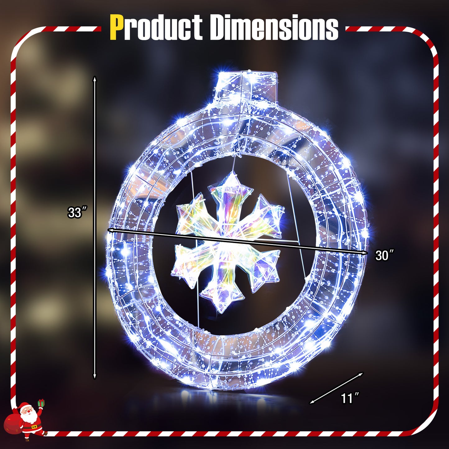 33 Inch Lighted Snowflake Wreath, Hanging Ring, Support Bracket Christmas at Gallery Canada