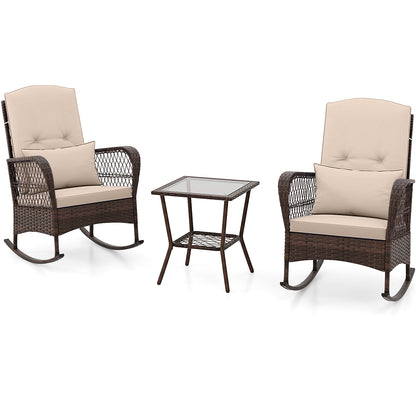 3-Piece Rocking Bistro Set, 2-Tier Coffee Table, Brown Patio Conversation Sets at Gallery Canada