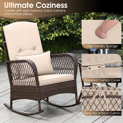 3-Piece Rocking Bistro Set, 2-Tier Coffee Table, Brown Patio Conversation Sets at Gallery Canada
