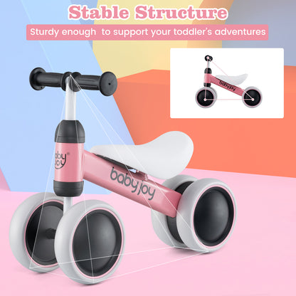 Baby Balance Bike, 2 Years Old, No Pedal 4 Wheels, Pink Balance Bikes at Gallery Canada