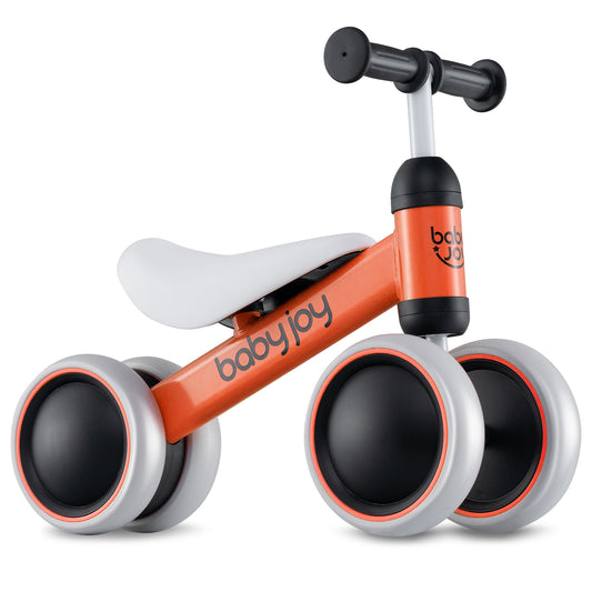 Baby Balance Bike, 4 Wheels No Pedal, Orange Balance Bikes Orange at Gallery Canada
