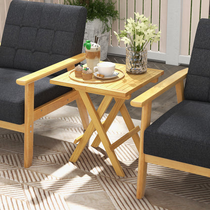 Teak Wood Square Coffee Table with X-shaped Legs and Slatted Tabletop, Natural Patio Coffee Tables at Gallery Canada