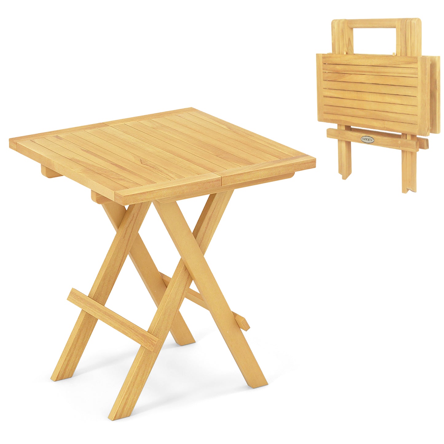Patio Folding Side Table, X-Shaped Legs, Slatted Tabletop, Natural Patio Coffee Tables at Gallery Canada