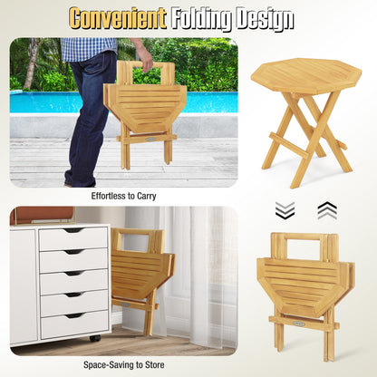 Teak Wood Octagon Coffee Table with X-shaped Legs and Slatted Tabletop, Natural Patio Coffee Tables at Gallery Canada