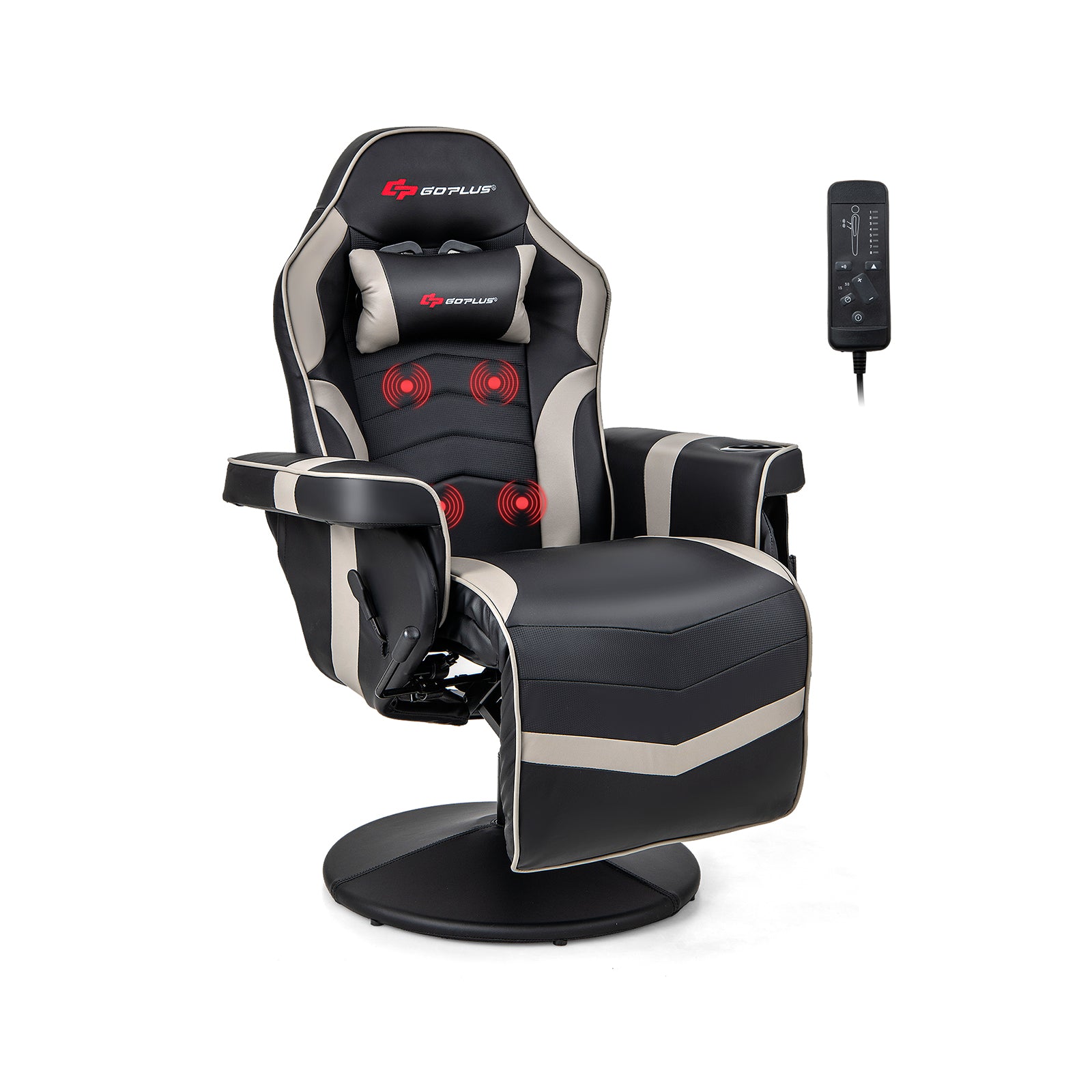 Massage Video Gaming Recliner Chair with Adjustable Height, Gray Gaming Chairs at Gallery Canada
