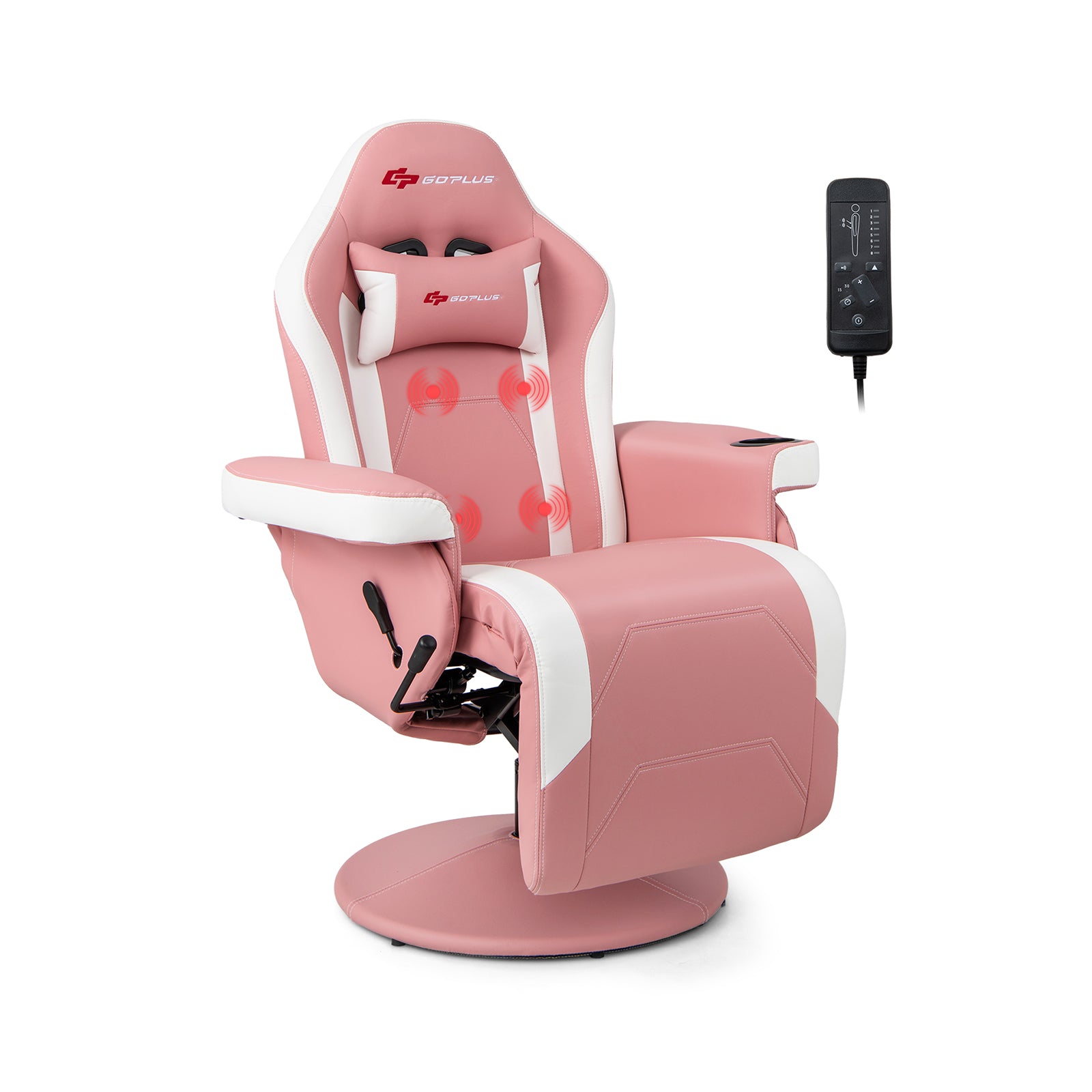 Massage Gaming Recliner Chair, Adjustable Height, Pink Gaming Chairs at Gallery Canada