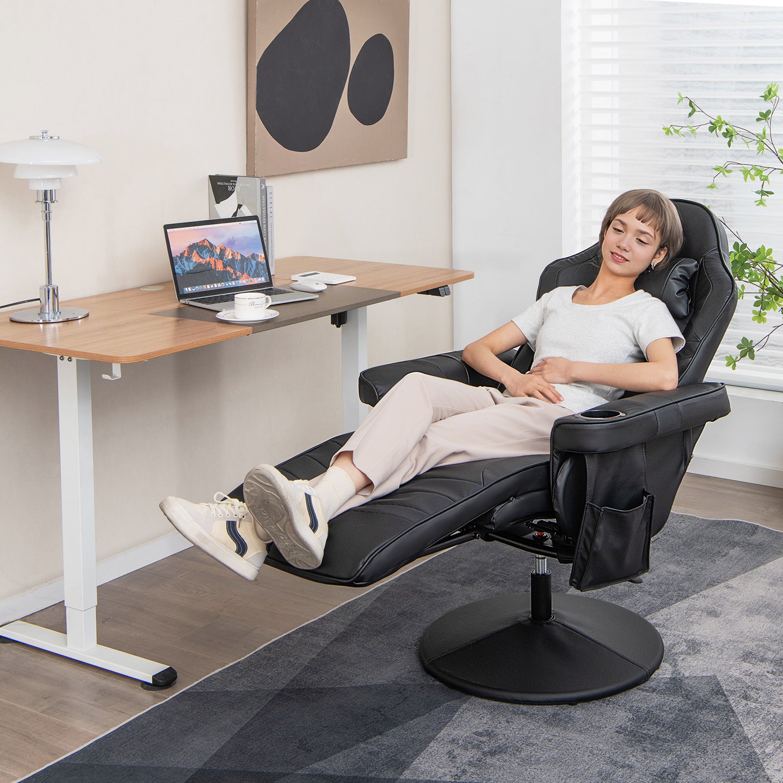 Massage Gaming Recliner Chair, Adjustable Height, Black Gaming Chairs at Gallery Canada