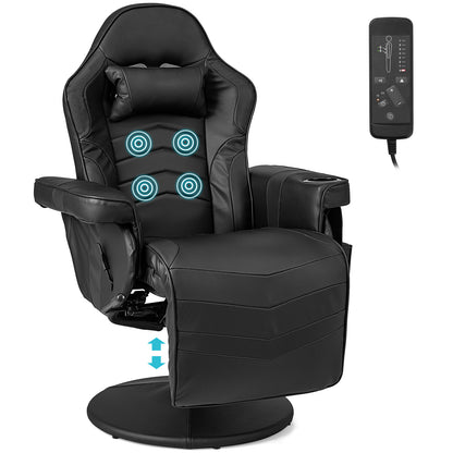 Massage Gaming Recliner Chair, Adjustable Height, Black Gaming Chairs at Gallery Canada