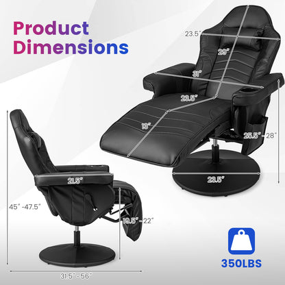 Massage Gaming Recliner Chair, Adjustable Height, Black Gaming Chairs at Gallery Canada