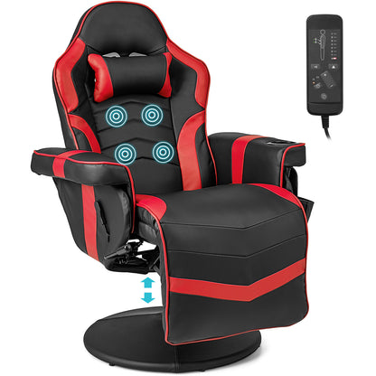 Massage Video Gaming Recliner Chair with Adjustable Height, Red Gaming Chairs at Gallery Canada