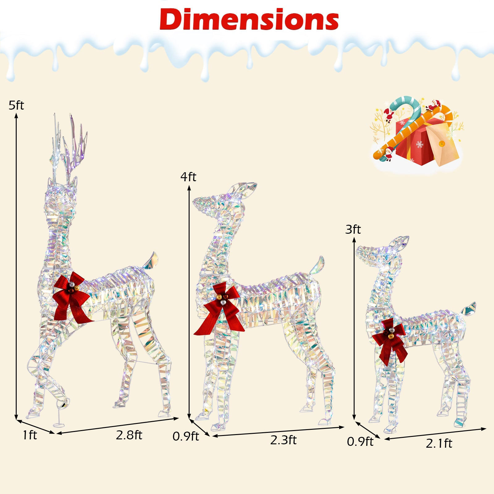 Large Lighted Christmas Reindeer Family, 3-Piece Set Christmas Decor & Accessories at Gallery Canada