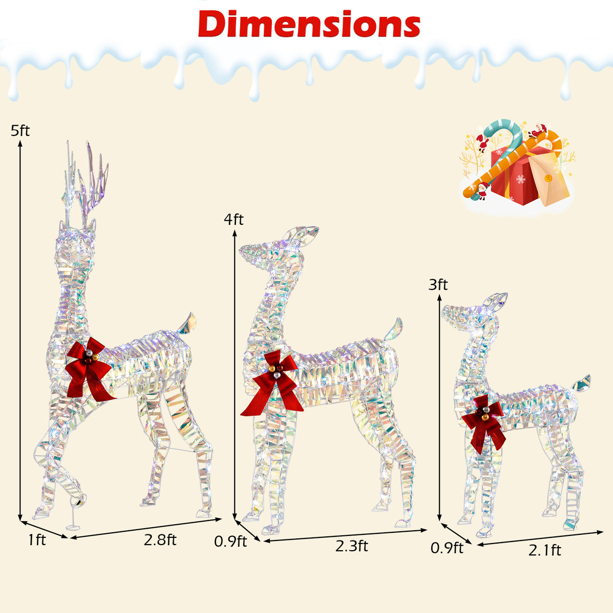 Large Lighted Christmas Reindeer Family, 3-Piece Set Christmas Decor & Accessories at Gallery Canada
