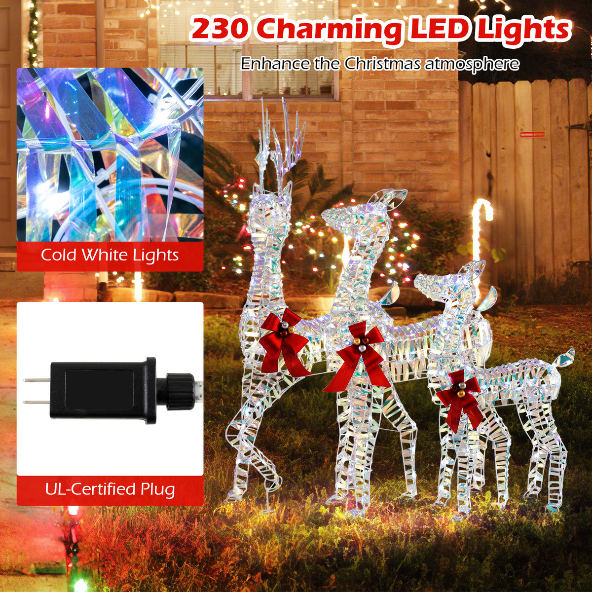 Large Lighted Christmas Reindeer Family, 3-Piece Set Christmas Decor & Accessories at Gallery Canada