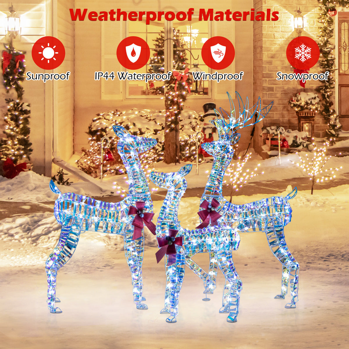 Large Lighted Christmas Reindeer Family, 3-Piece Set Christmas Decor & Accessories at Gallery Canada