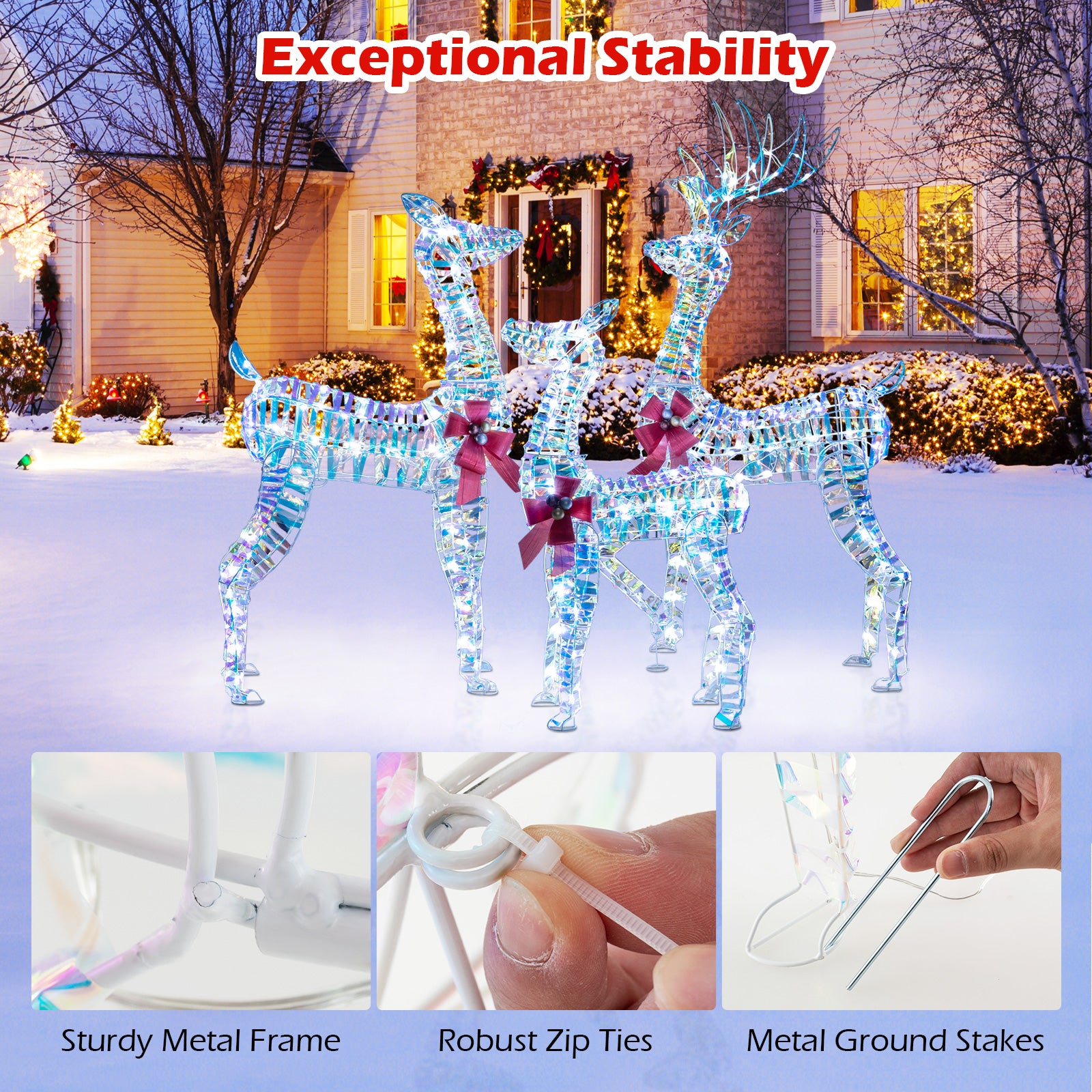 Large Lighted Christmas Reindeer Family, 3-Piece Set Christmas Decor & Accessories at Gallery Canada