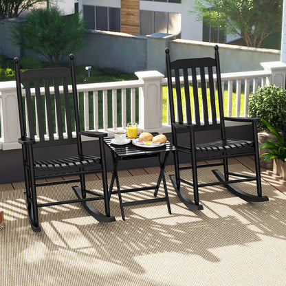 High-Back Acacia Wood Outdoor Rocking Chair with Solid Rocking Base, Black Patio Rocking Chairs & Gliders at Gallery Canada