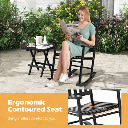 High-Back Acacia Wood Outdoor Rocking Chair with Solid Rocking Base, Black Patio Rocking Chairs & Gliders at Gallery Canada