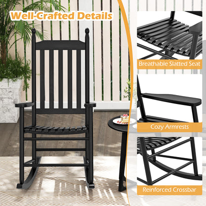 High-Back Acacia Wood Outdoor Rocking Chair with Solid Rocking Base, Black Patio Rocking Chairs & Gliders at Gallery Canada