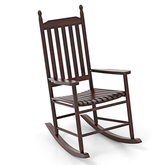 Acacia Wood Outdoor Rocking Chair, High-Back, Brown Patio Rocking Chairs & Gliders Brown at Gallery Canada