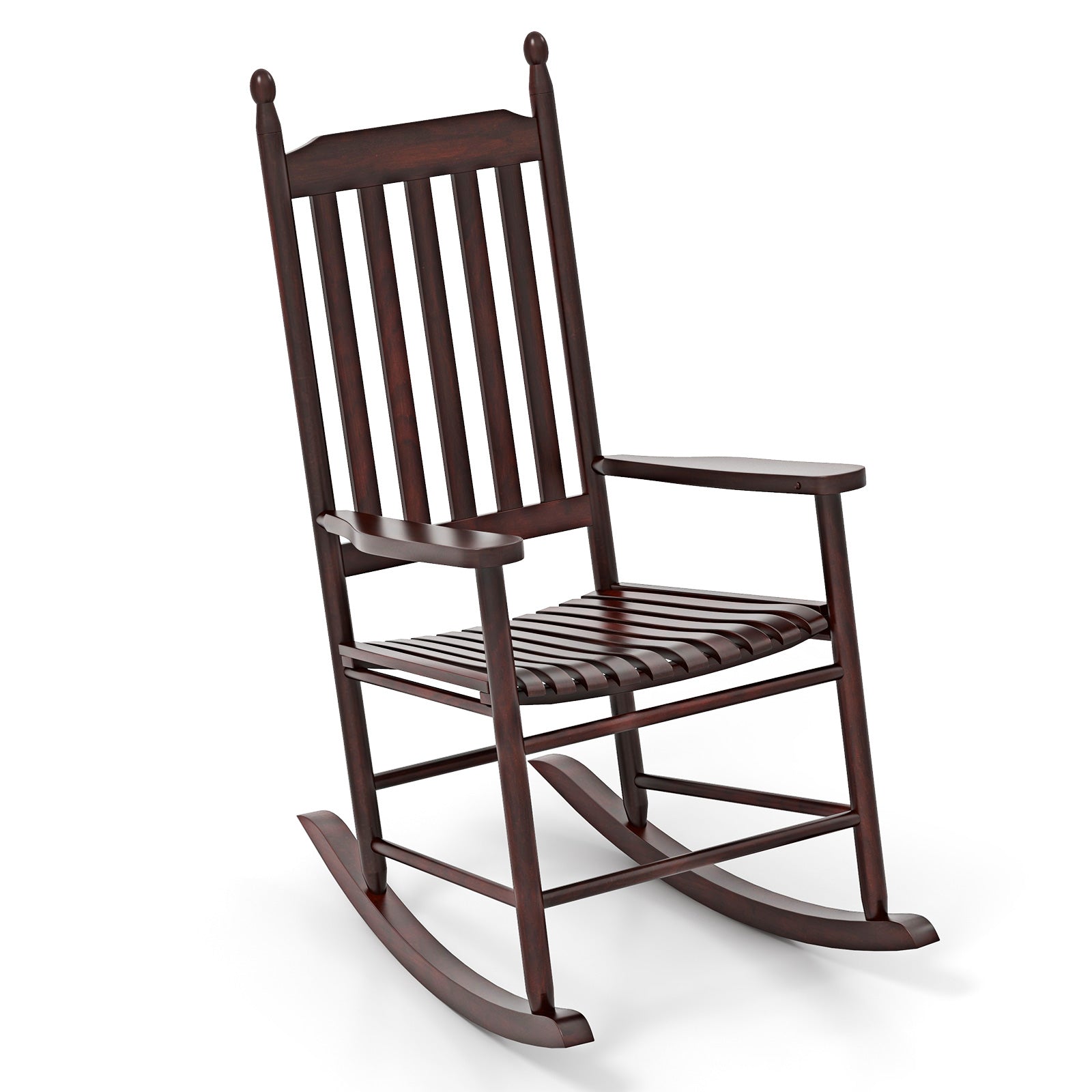 High-Back Acacia Wood Outdoor Rocking Chair with Solid Rocking Base, Brown Patio Rocking Chairs & Gliders Brown at Gallery Canada