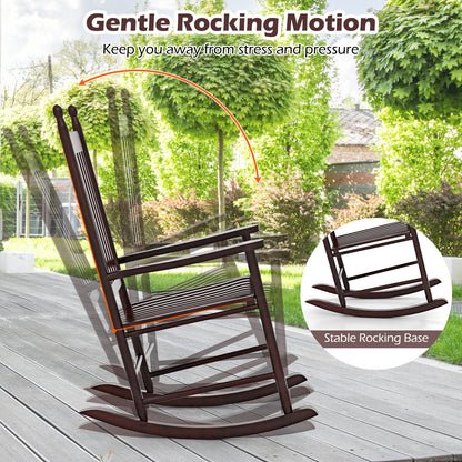 High-Back Acacia Wood Outdoor Rocking Chair with Solid Rocking Base, Brown Patio Rocking Chairs & Gliders at Gallery Canada