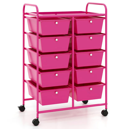 10-Drawer Rolling Storage Cart, Pink File Cabinets at Gallery Canada