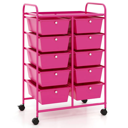 10-Drawer Rolling Storage Cart, Pink File Cabinets at Gallery Canada