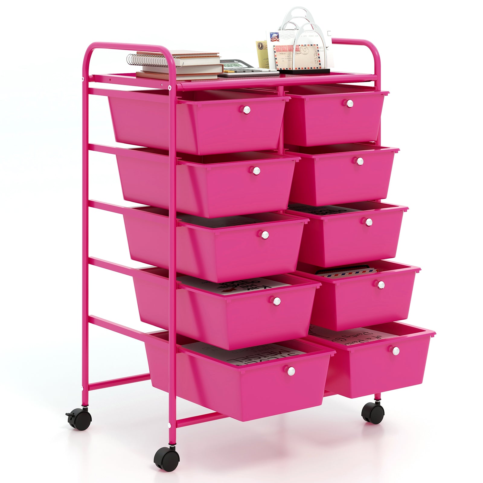 10-Drawer Rolling Storage Cart, Pink File Cabinets at Gallery Canada