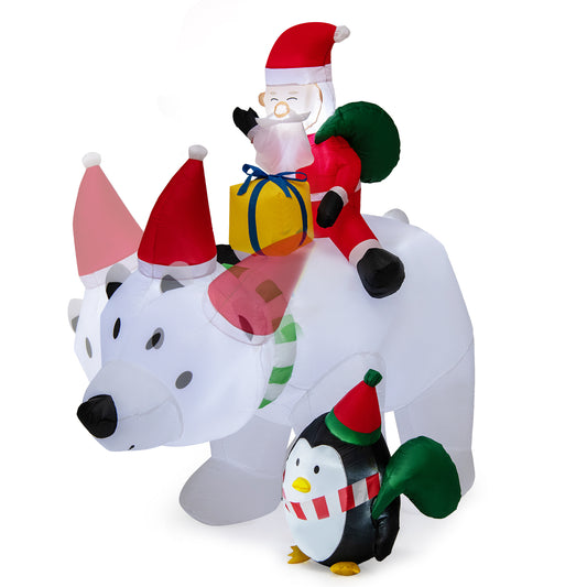 7 Feet Inflatable Santa Claus Riding Bear, Multicolor Christmas Inflatables Multicolor at Gallery Canada