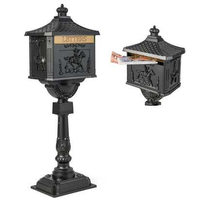 Retro Cast Aluminum Mailbox Security Postal Letter Box with Baffle Door, Black Outdoor Decor at Gallery Canada