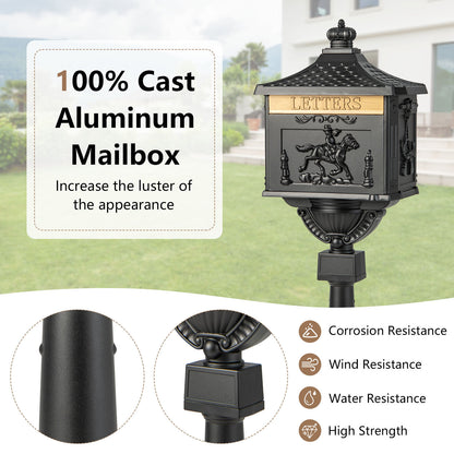 Retro Cast Aluminum Mailbox Security Postal Letter Box with Baffle Door, Black Outdoor Decor at Gallery Canada