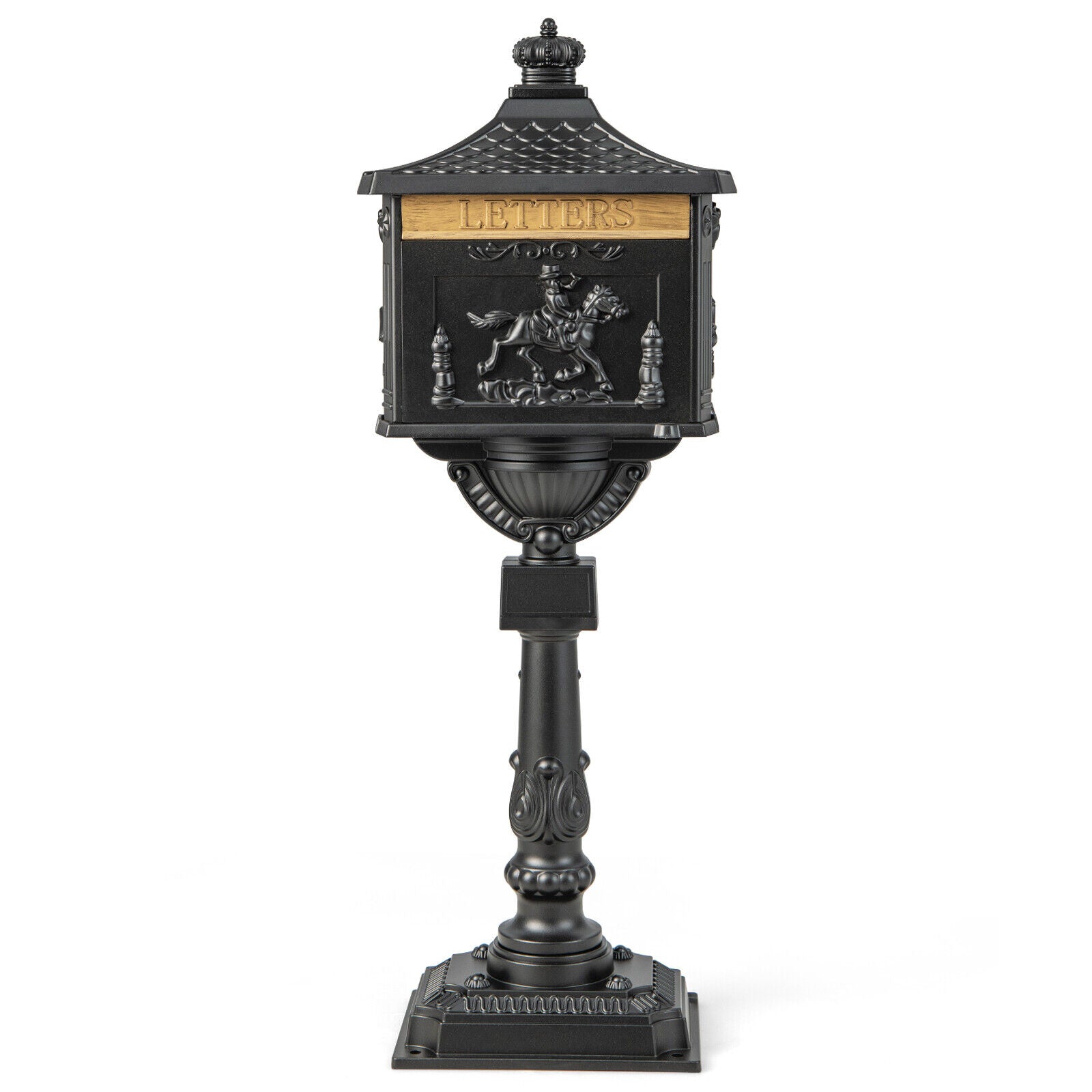 Retro Cast Aluminum Mailbox Security Postal Letter Box with Baffle Door, Black Outdoor Decor Black at Gallery Canada