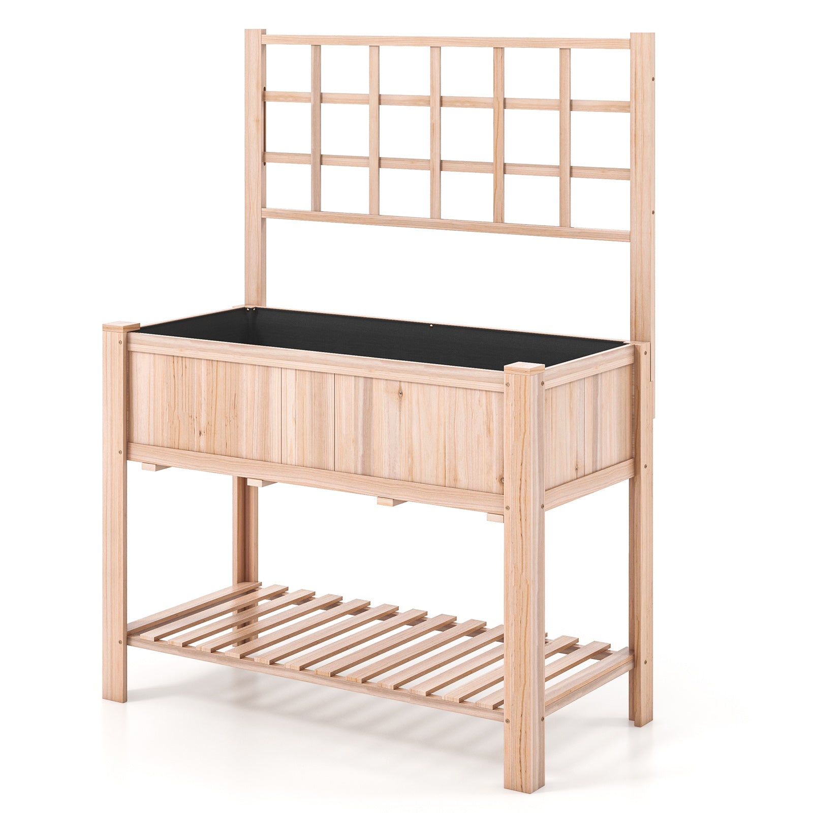 Raised Garden Bed Elevated Wooden Planter Box with Trellis, Natural Raised Garden Beds at Gallery Canada