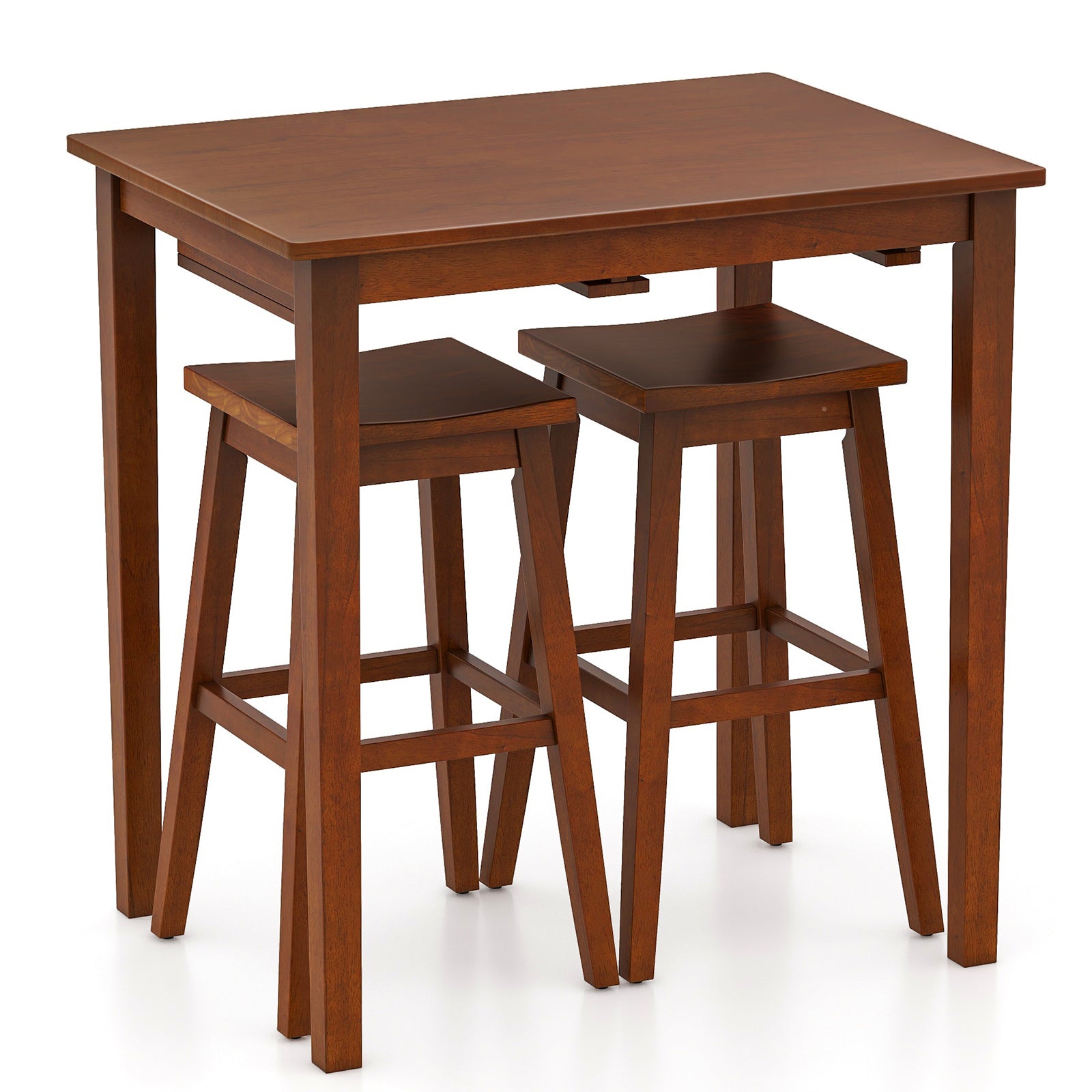 3-Piece Bar Table Set With Pub Table And 2 Saddle Stools, Espresso Dining Room Sets Espresso at Gallery Canada